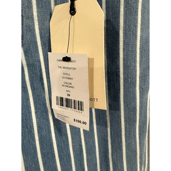 Current/Elliott The Navigator Wide Leg Striped Denim Jeans Size 29 Blue & White - Picture 6 of 6